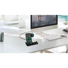 Load image into Gallery viewer, SCX.design W28 3-in-1 wireless charging base with phone stand — lifestyle