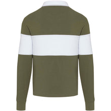 Load image into Gallery viewer, Clyde unisex organic rugby polo sweatshirt — Green / White (back)