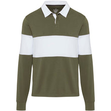 Load image into Gallery viewer, Clyde unisex organic rugby polo sweatshirt — Green / White (front)