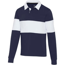 Load image into Gallery viewer, Clyde unisex organic rugby polo sweatshirt — Navy / White