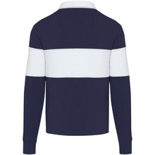Load image into Gallery viewer, Clyde unisex organic rugby polo sweatshirt — Navy / White (back)