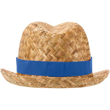 Load image into Gallery viewer, Pricus straw hat — Royal blue / Natural (back)