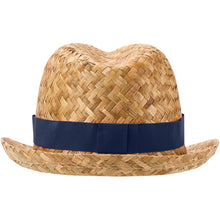 Load image into Gallery viewer, Pricus straw hat — Navy / Natural (back)