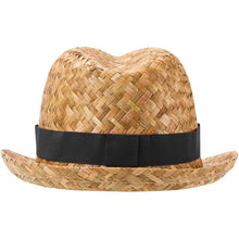 Load image into Gallery viewer, Pricus straw hat — Black / Natural (back)