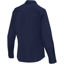Load image into Gallery viewer, Carnelian 133 g/m² poplin women's shirt — Navy Blue (back)