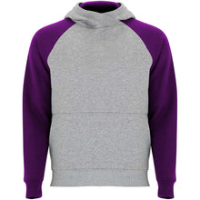 Load image into Gallery viewer, Badet 280 g/m² kids two-tone hoodie — Heather grey / Purple