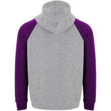 Load image into Gallery viewer, Badet 280 g/m² kids two-tone hoodie — Heather grey / Purple (back)