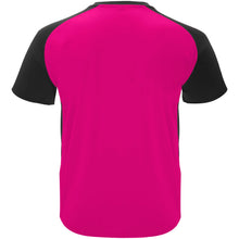 Load image into Gallery viewer, Bugatti 140 g/m² short sleeve kids sports t-shirt — Fuchsia / Black (back)