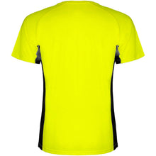 Load image into Gallery viewer, Shanghai short sleeve kids sports t-shirt — Fluor Yellow / Black (back)