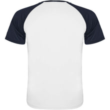 Load image into Gallery viewer, Indianapolis 140 g/m² short sleeve kids sports t-shirt — White / Navy Blue (back)