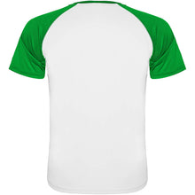 Load image into Gallery viewer, Indianapolis 140 g/m² short sleeve kids sports t-shirt — White / Fern green (back)