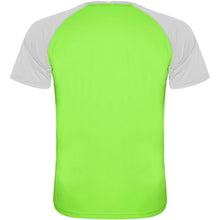 Load image into Gallery viewer, Indianapolis 140 g/m² short sleeve kids sports t-shirt — Fluor Green / White (back)