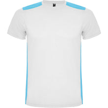 Load image into Gallery viewer, Detroit 130 g/m² short sleeve kids sports t-shirt — White / Turquoise