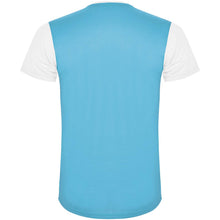 Load image into Gallery viewer, Detroit 130 g/m² short sleeve kids sports t-shirt — White / Turquoise (back)