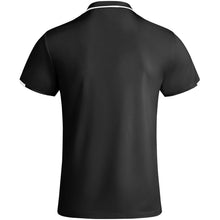 Load image into Gallery viewer, Tamil 150 g/m² short sleeve men's sports polo — Black / White (back)