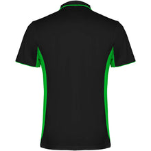 Load image into Gallery viewer, Montmelo 150 g/m² short sleeve unisex sports polo — Black / Lime (back)