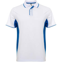 Load image into Gallery viewer, Montmelo 150 g/m² short sleeve unisex sports polo — White / Royal blue