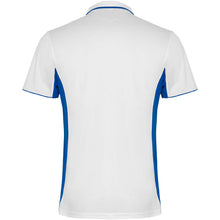 Load image into Gallery viewer, Montmelo 150 g/m² short sleeve unisex sports polo — White / Royal blue (back)