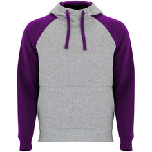 Load image into Gallery viewer, Badet 280 g/m² unisex two-tone hoodie — Heather grey / Purple