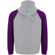 Load image into Gallery viewer, Badet 280 g/m² unisex two-tone hoodie — Heather grey / Purple (back)