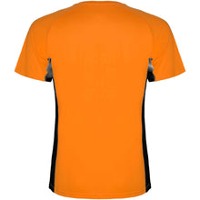 Load image into Gallery viewer, Shanghai 140 g/m² short sleeve men's sports t-shirt — Fluor Orange / Black (back)