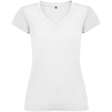 Load image into Gallery viewer, Victoria 155 g/m² short sleeve women's v-neck t-shirt — White