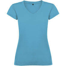 Load image into Gallery viewer, Victoria 155 g/m² short sleeve women's v-neck t-shirt — Turquoise