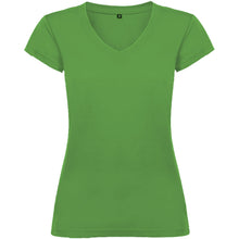 Load image into Gallery viewer, Victoria 155 g/m² short sleeve women's v-neck t-shirt — Tropical Green