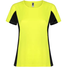 Load image into Gallery viewer, Shanghai 140 g/m² short sleeve women's sports t-shirt — Fluor Yellow / Black