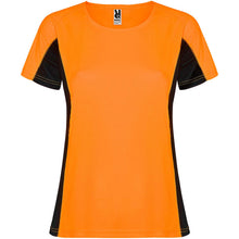 Load image into Gallery viewer, Shanghai 140 g/m² short sleeve women's sports t-shirt — Fluor Orange / Black