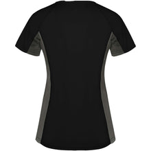 Load image into Gallery viewer, Shanghai 140 g/m² short sleeve women's sports t-shirt — Black / Dark Lead (back)