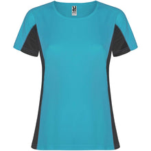 Load image into Gallery viewer, Shanghai 140 g/m² short sleeve women's sports t-shirt — Turquoise / Dark Lead