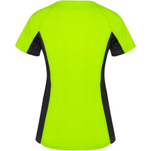Load image into Gallery viewer, Shanghai 140 g/m² short sleeve women's sports t-shirt — Fluor Green / Black (back)