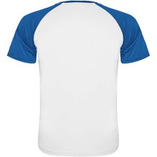 Load image into Gallery viewer, Indianapolis 140 g/m² short sleeve unisex sports t-shirt — White / Royal blue (back)