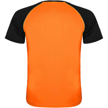 Load image into Gallery viewer, Indianapolis 140 g/m² short sleeve unisex sports t-shirt — Fluor Orange / Black (back)