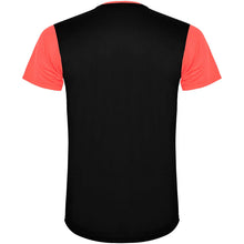 Load image into Gallery viewer, Detroit 130 g/m² short sleeve unisex sports t-shirt — Fluor Coral / Black (back)